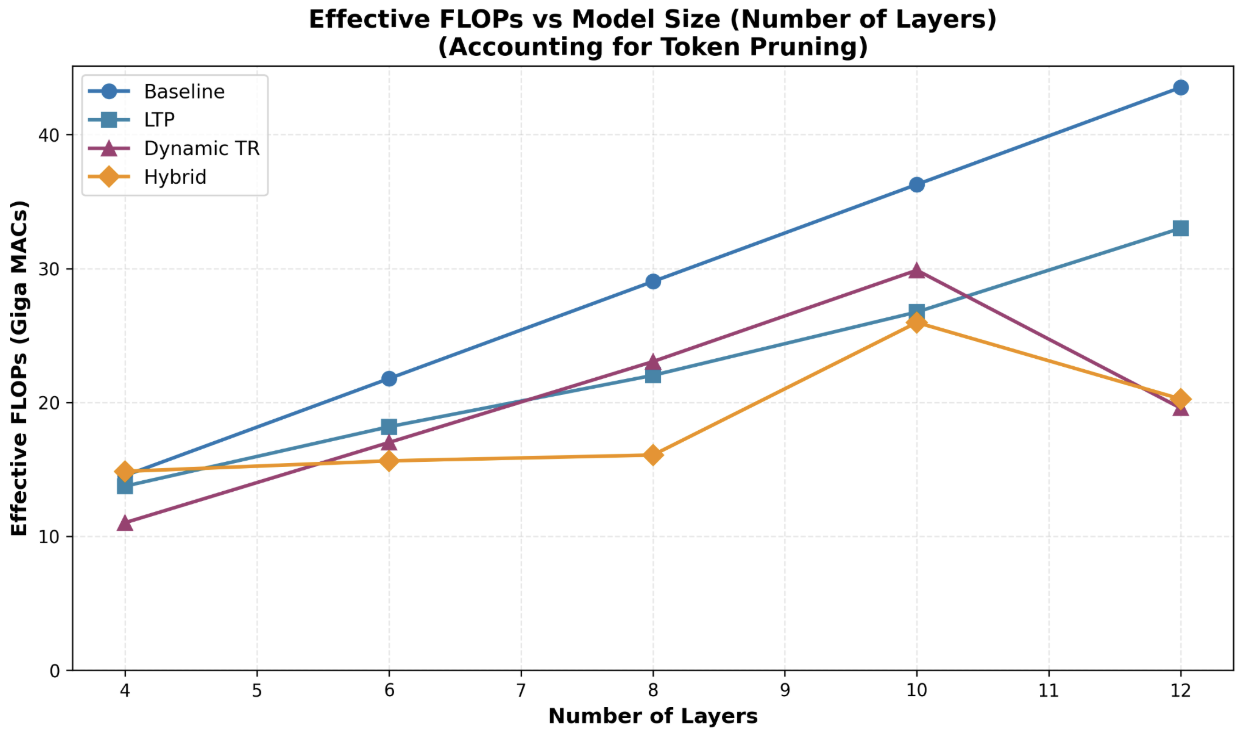 Effective FLOPs vs Model Size (Number of Layers)